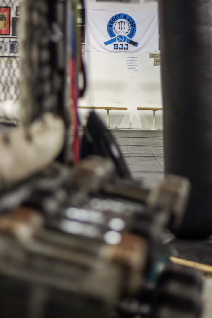 A close up of some tools and a punching bag